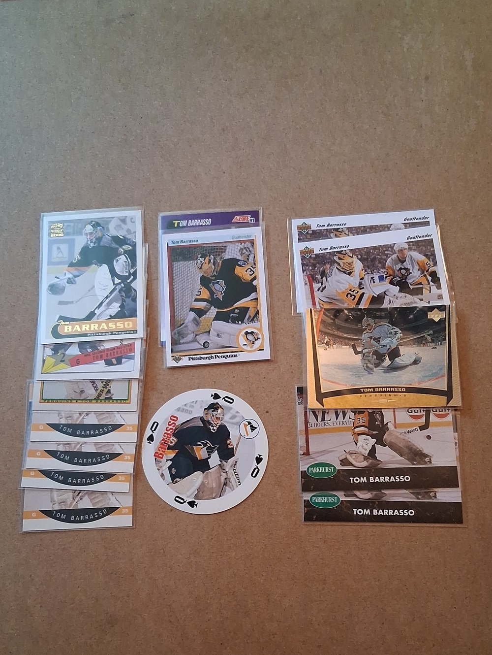 Tom Barrasso Pittsburgh Penguins Hockey Card Set - Black and Yellow